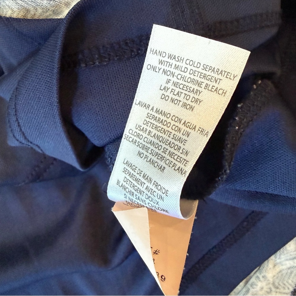 Kut From The Kloth Moller Knit Ruched Faux Wrap Dress 14 Blue & White Sleeveless - Picture 8 of 11